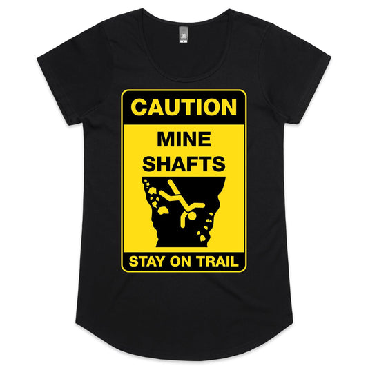 Caution Mine Shafts (AS Colour Mali - Womens Scoop Neck T-Shirt)