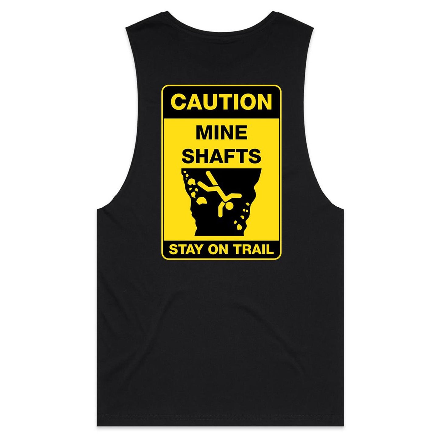 Caution Mine Shafts (AS Colour Barnard - Mens Tank Top Tee) - DESIGN ON BACK ONLY