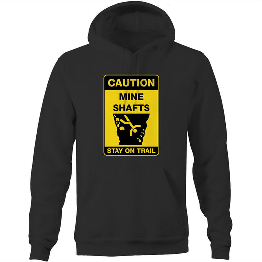 Caution Mine Shafts (AS Colour Stencil - Pocket Hoodie Sweatshirt)