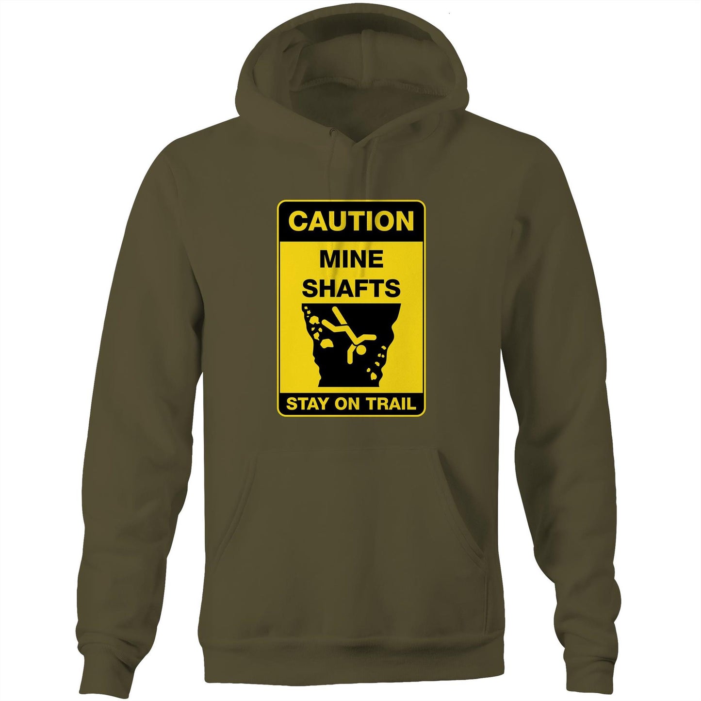 Caution Mine Shafts (AS Colour Stencil - Pocket Hoodie Sweatshirt)