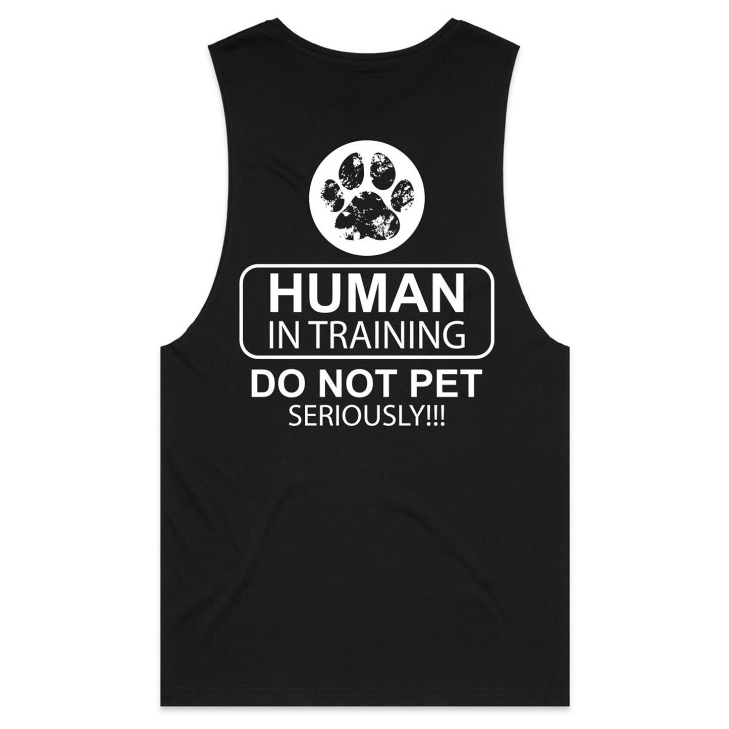 Human in training (AS Colour Barnard - Mens Tank Top Tee) - DESIGN ON BACK ONLY