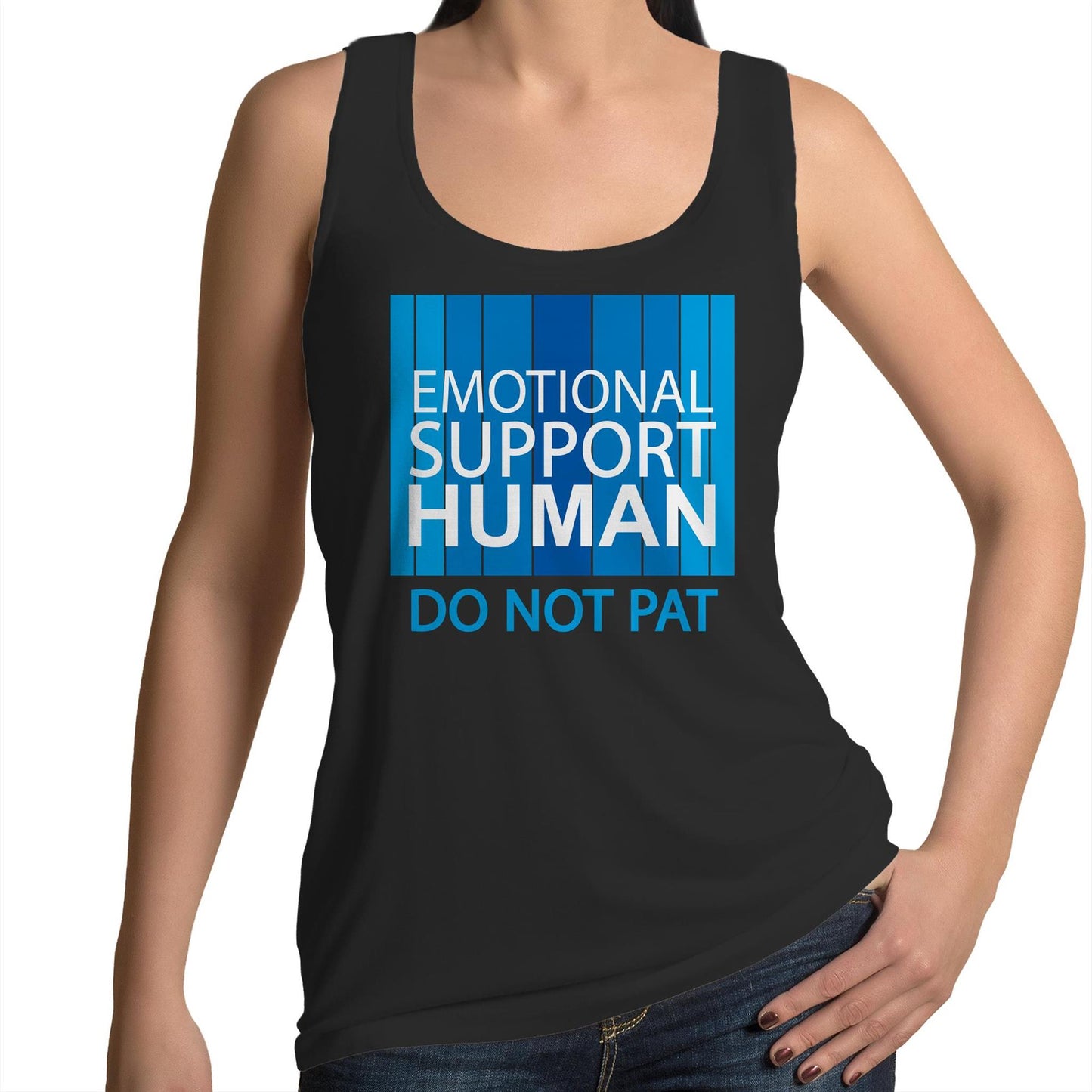Emotional Support Human - BLUE (AS Colour Tulip - Womens Singlet)
