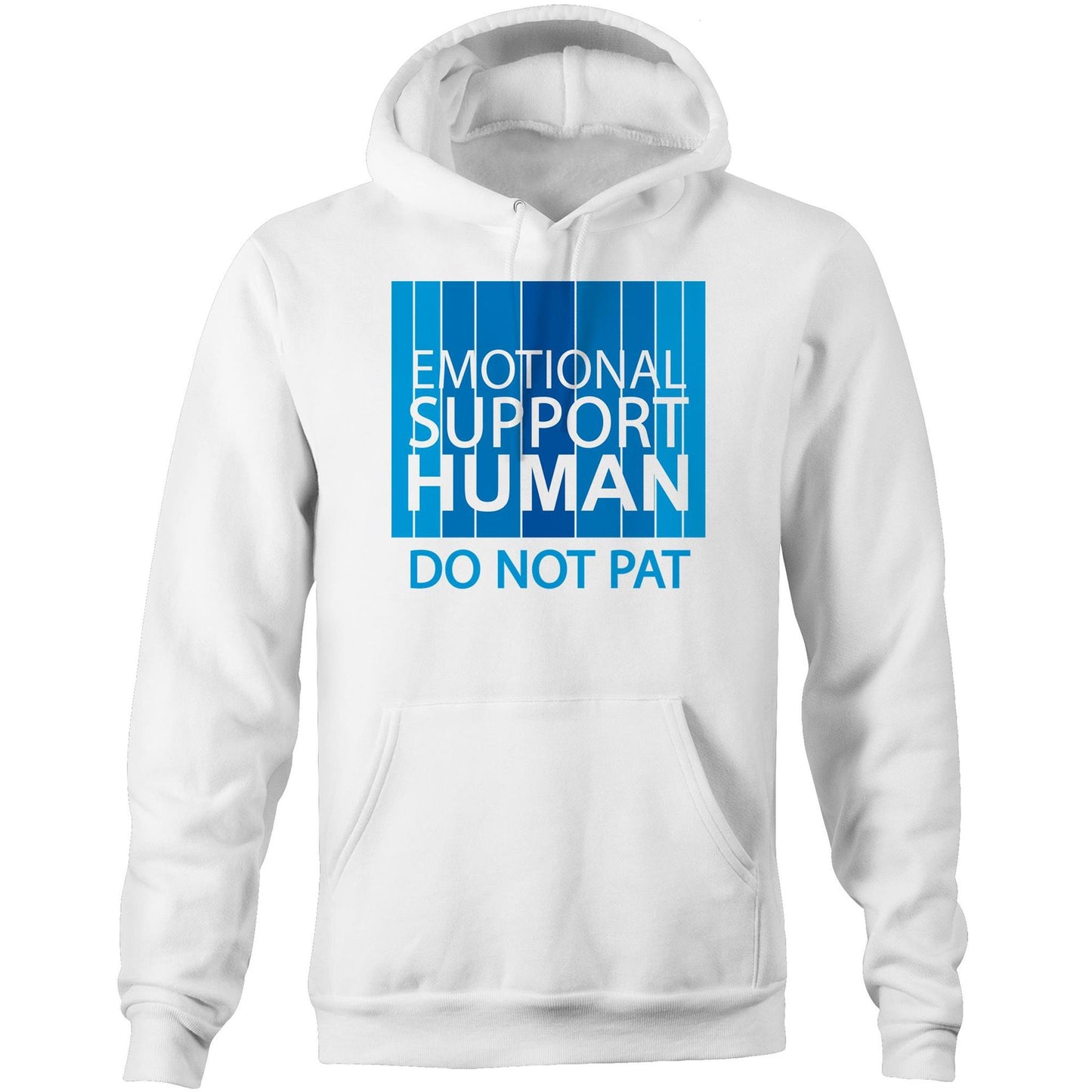 Emotional Support Human - BLUE (AS Colour Stencil - Pocket Hoodie Sweatshirt)