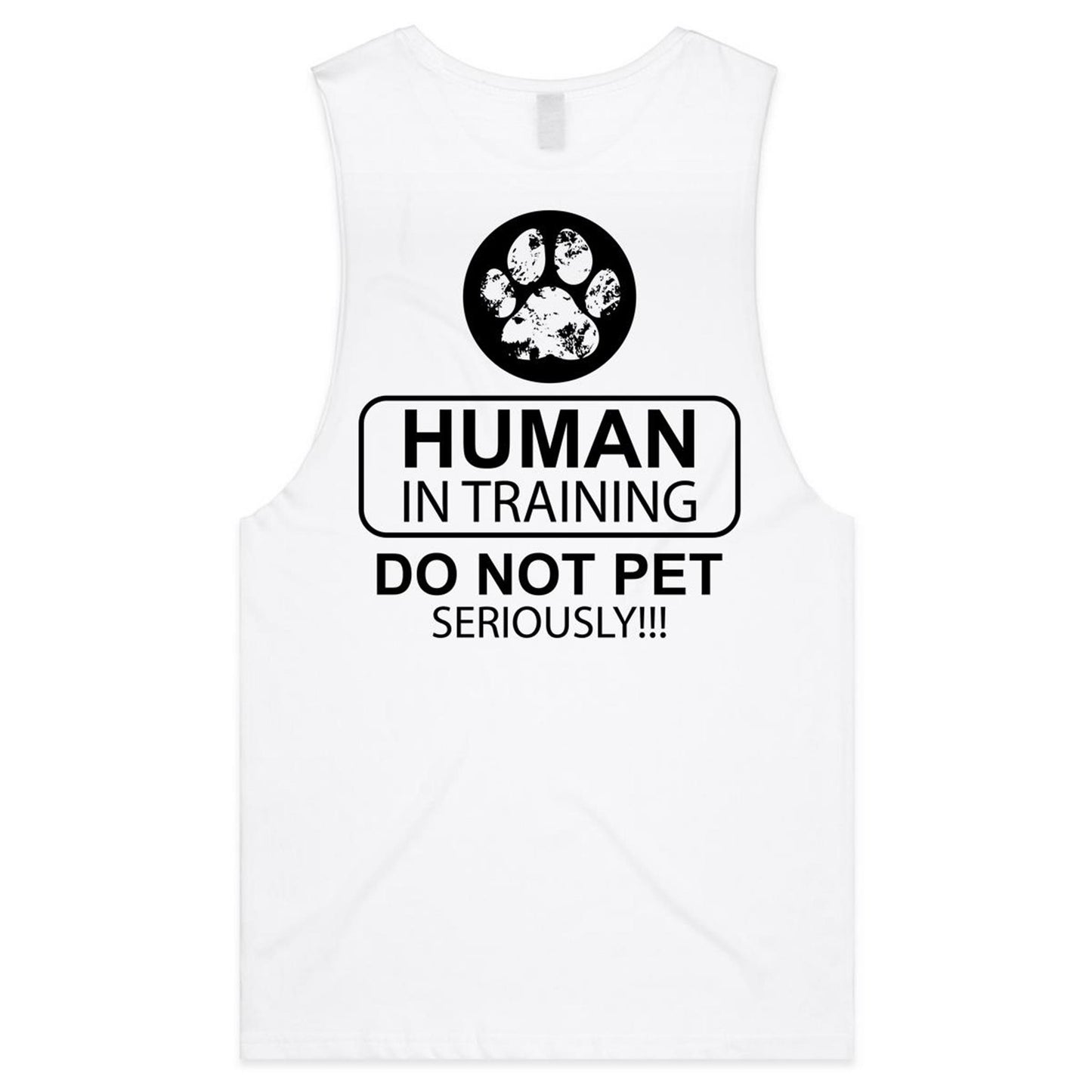 Human in training (AS Colour Barnard - Mens Tank Top Tee) - DESIGN ON BACK ONLY