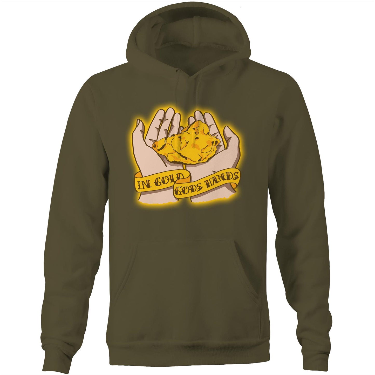 In Gold Gods Hands (AS Colour Stencil - Pocket Hoodie Sweatshirt)