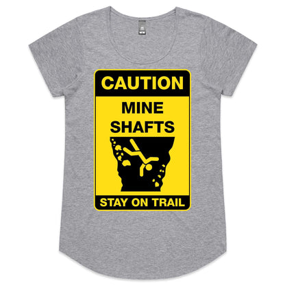 Caution Mine Shafts (AS Colour Mali - Womens Scoop Neck T-Shirt)