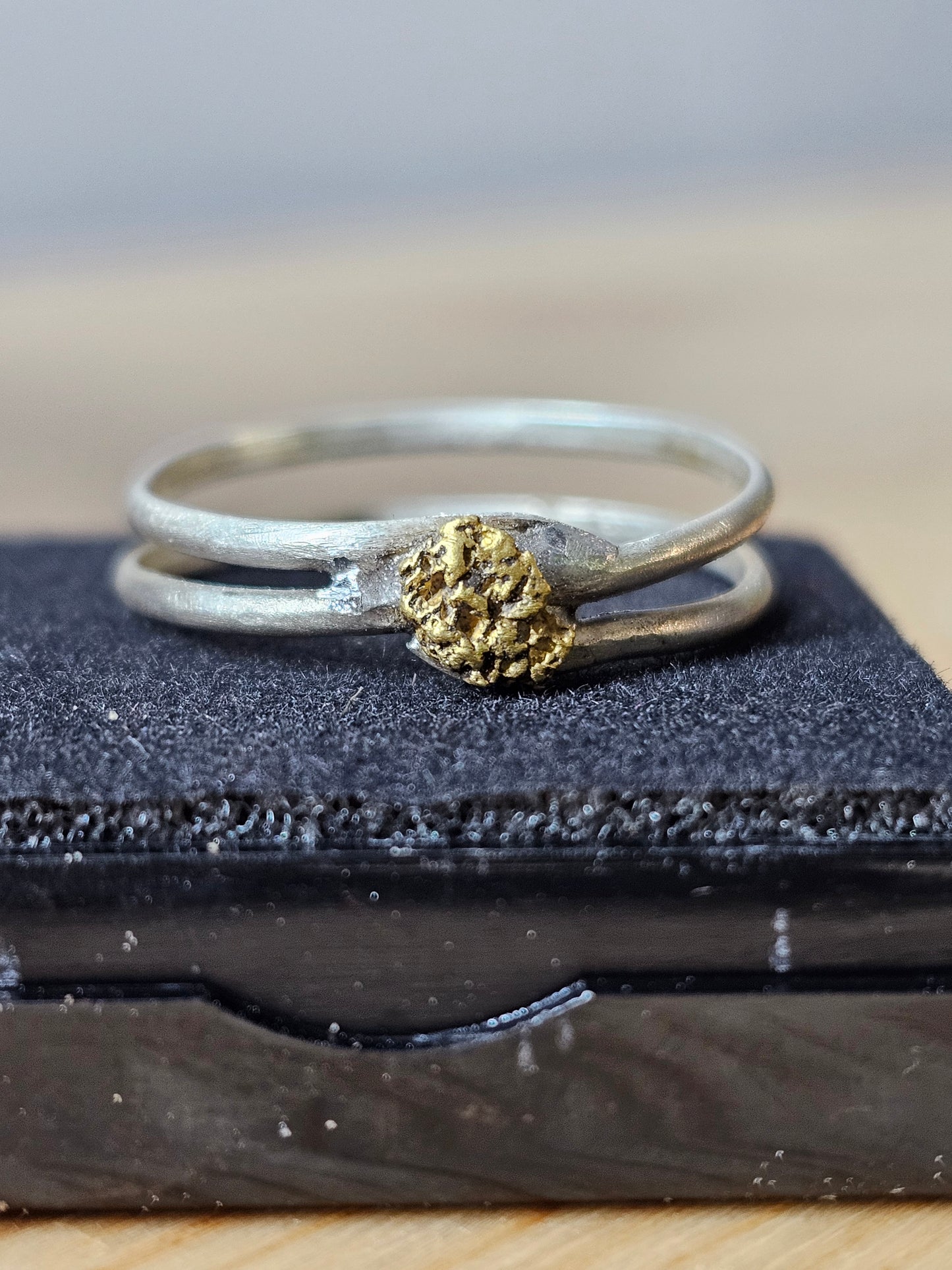 Natural Gold Nugget Ring on 925 silver