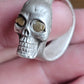 .999 Silver Skull and Gold Nugget Ring