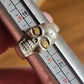 .999 Silver Skull and Gold Nugget Ring