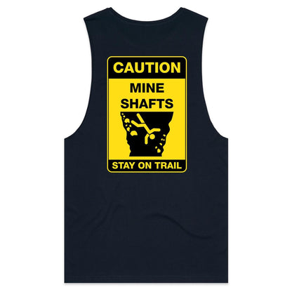 Caution Mine Shafts (AS Colour Barnard - Mens Tank Top Tee) - DESIGN ON BACK ONLY