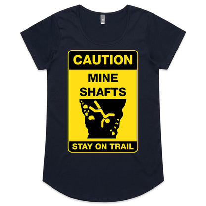 Caution Mine Shafts (AS Colour Mali - Womens Scoop Neck T-Shirt)