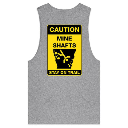 Caution Mine Shafts (AS Colour Barnard - Mens Tank Top Tee) - DESIGN ON BACK ONLY