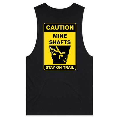 Caution Mine Shafts (AS Colour Barnard - Mens Tank Top Tee) - DESIGN ON BACK ONLY