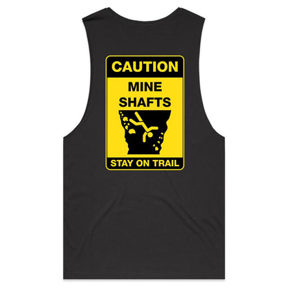 Caution Mine Shafts (AS Colour Barnard - Mens Tank Top Tee) - DESIGN ON BACK ONLY