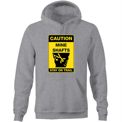 Caution Mine Shafts (AS Colour Stencil - Pocket Hoodie Sweatshirt)