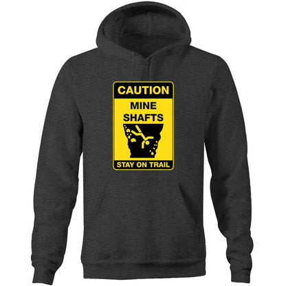 Caution Mine Shafts (AS Colour Stencil - Pocket Hoodie Sweatshirt)