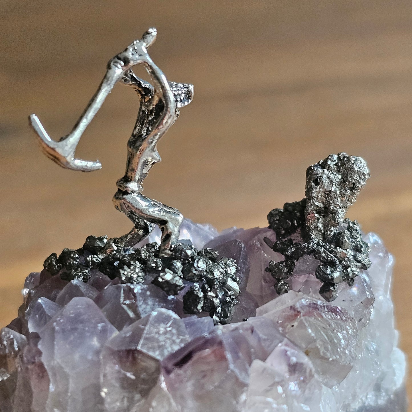 Amythest & Pyrite Mining Statue