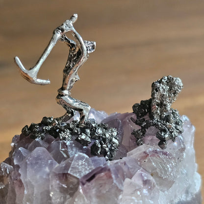 Amythest & Pyrite Mining Statue