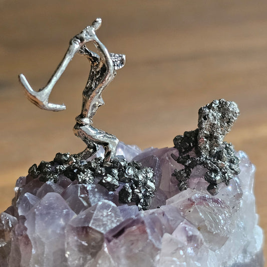 Amythest & Pyrite Mining Statue