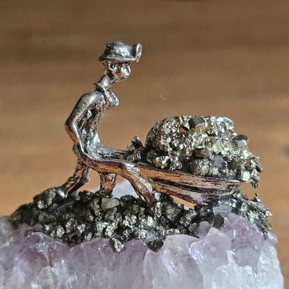 Amythest and Pyrite Mining Statue