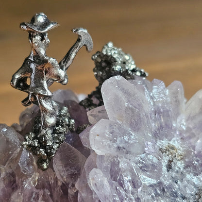 Amythest & Pyrite Mining Statue