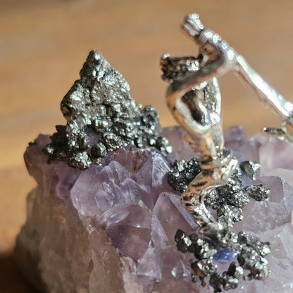 Amythest & Pyrite Mining Statue