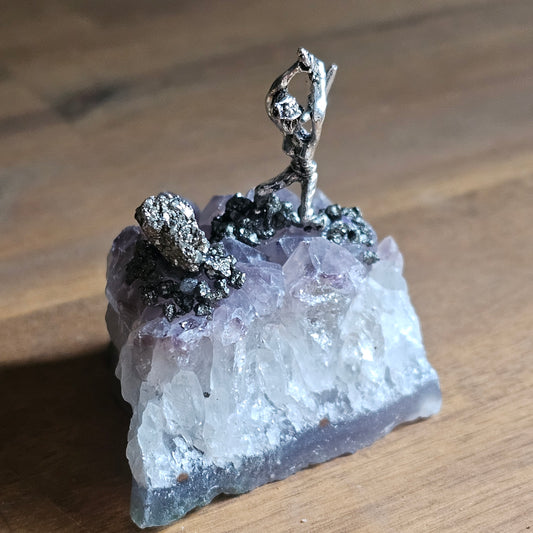 Amythest & Pyrite Mining Statue