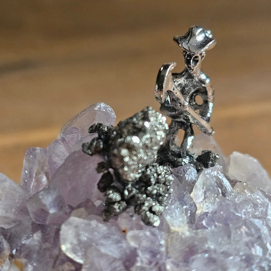 Amythest & Pyrite Mining Statue