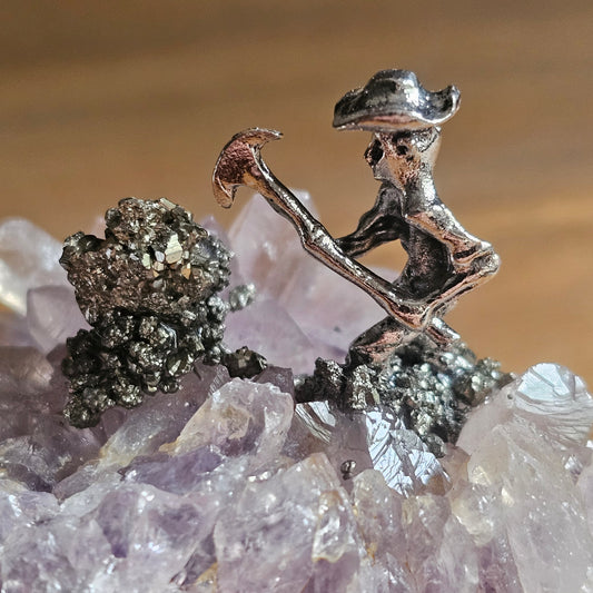 Amythest & Pyrite Mining Statue