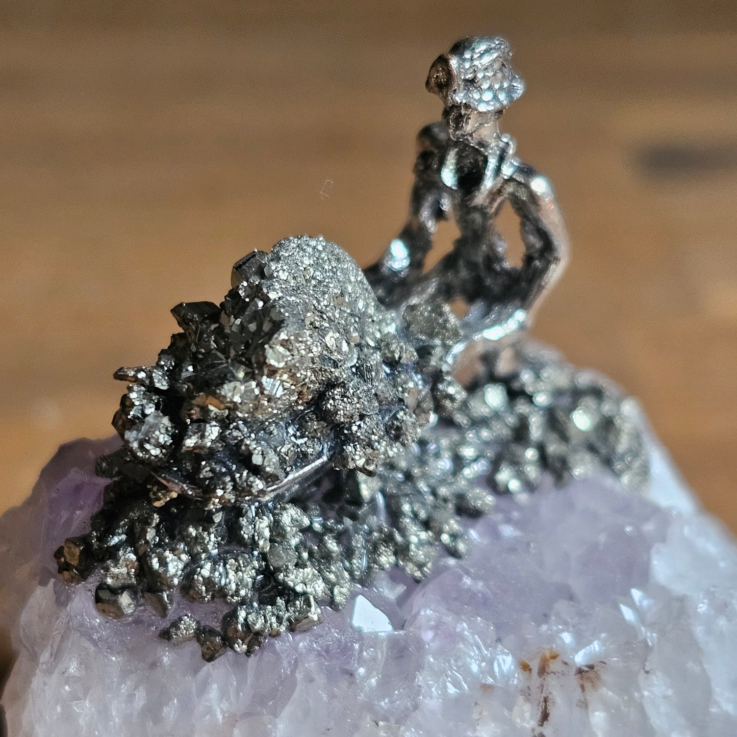 Amythest and Pyrite Mining Statue