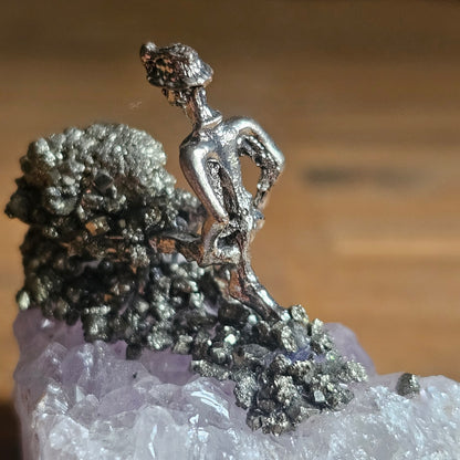 Amythest and Pyrite Mining Statue
