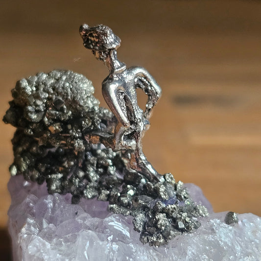 Amythest and Pyrite Mining Statue