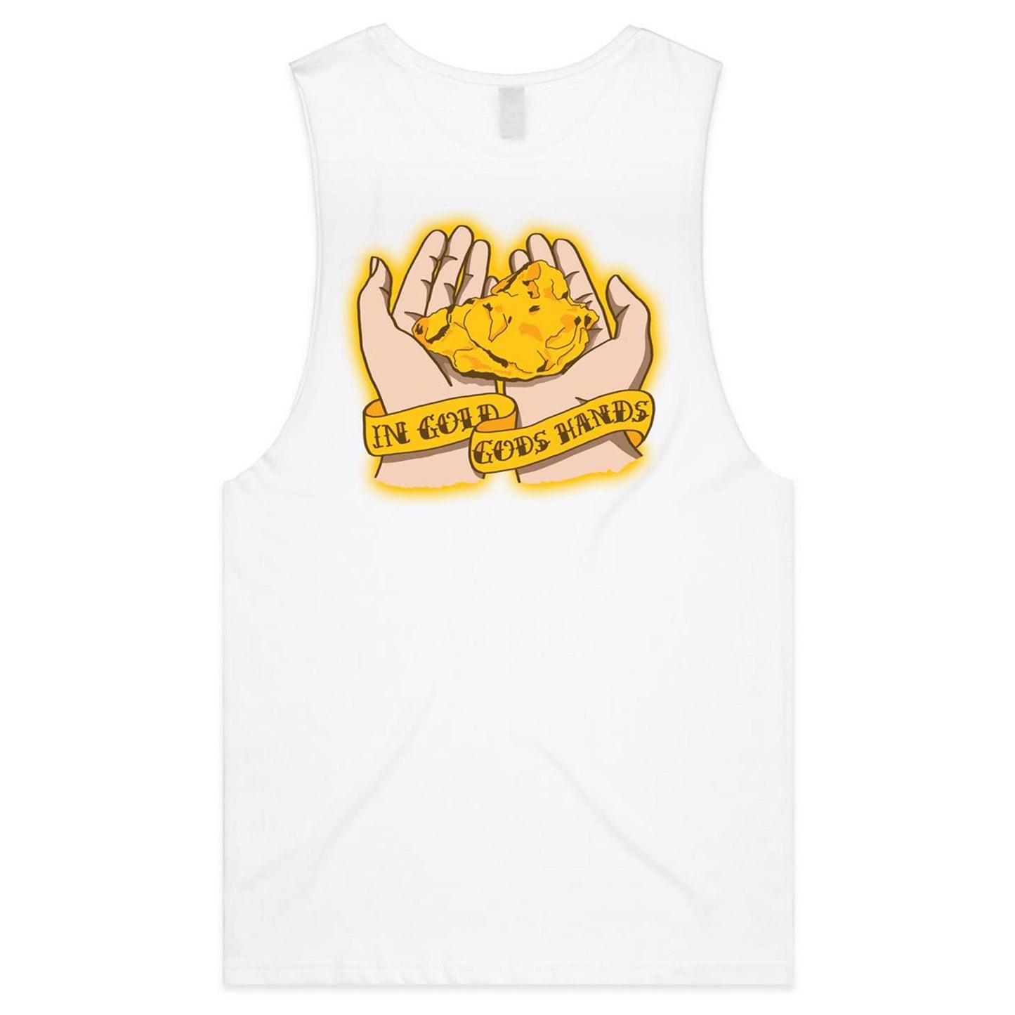 In Gold Gods Hands (AS Colour Barnard - Mens Tank Top Tee) - DESIGN ON BACK ONLY