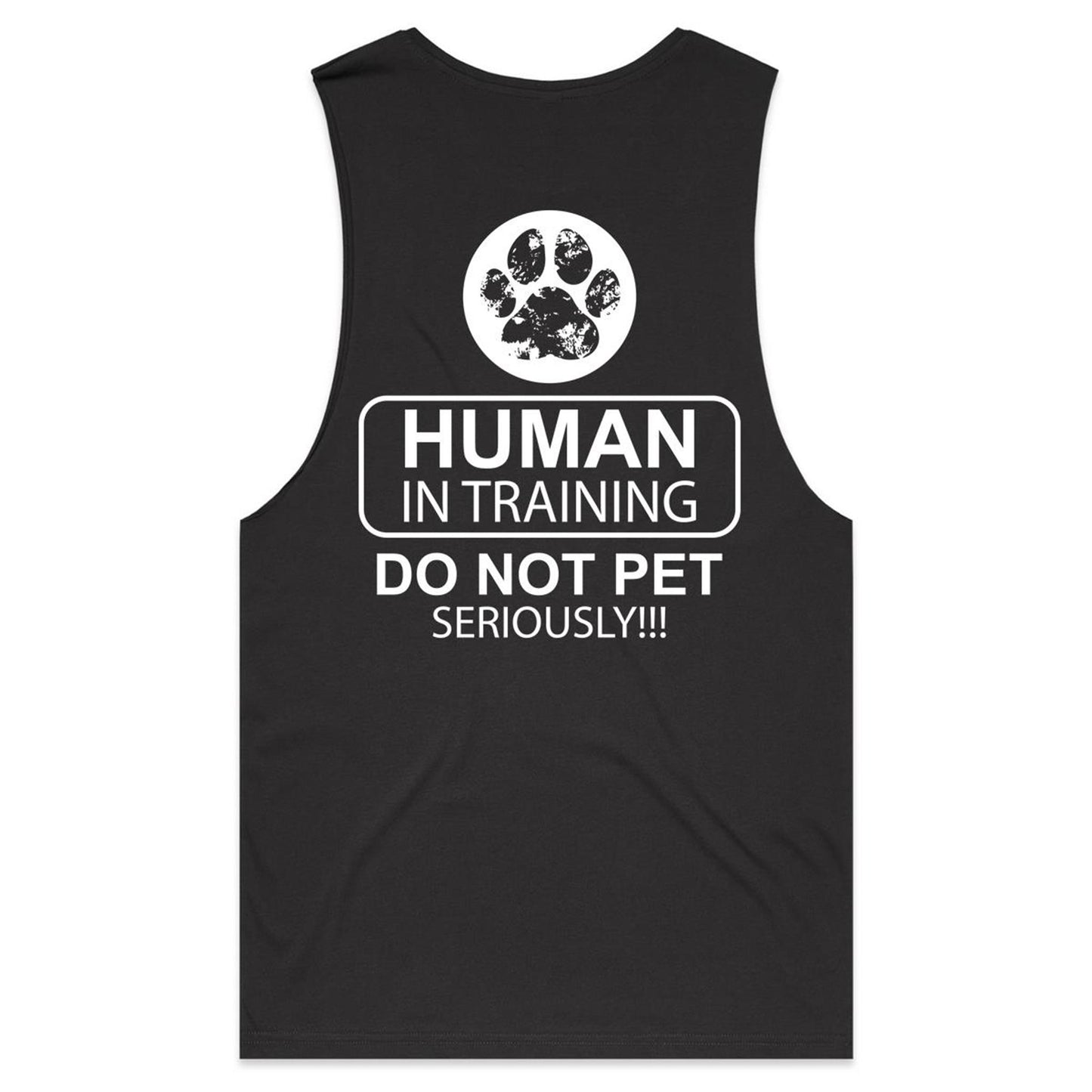 Human in training  (AS Colour Barnard - Mens Tank Top Tee) - DESIGN ON BACK ONLY