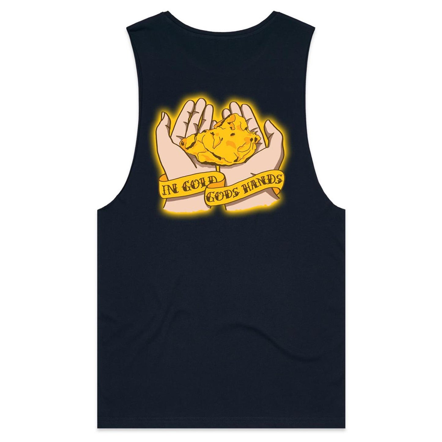 In Gold Gods Hands (AS Colour Barnard - Mens Tank Top Tee) - DESIGN ON BACK ONLY