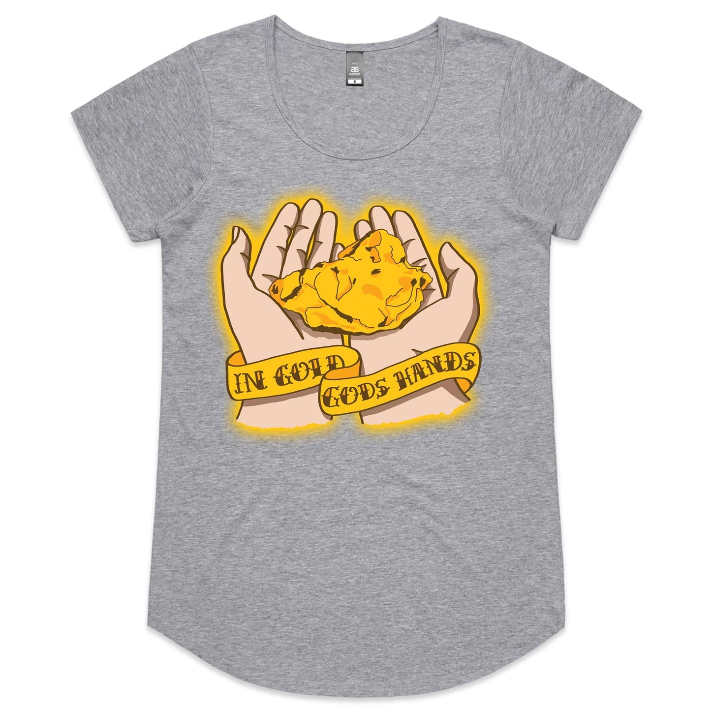 In Gold Gods Hands (AS Colour Mali - Womens Scoop Neck T-Shirt)