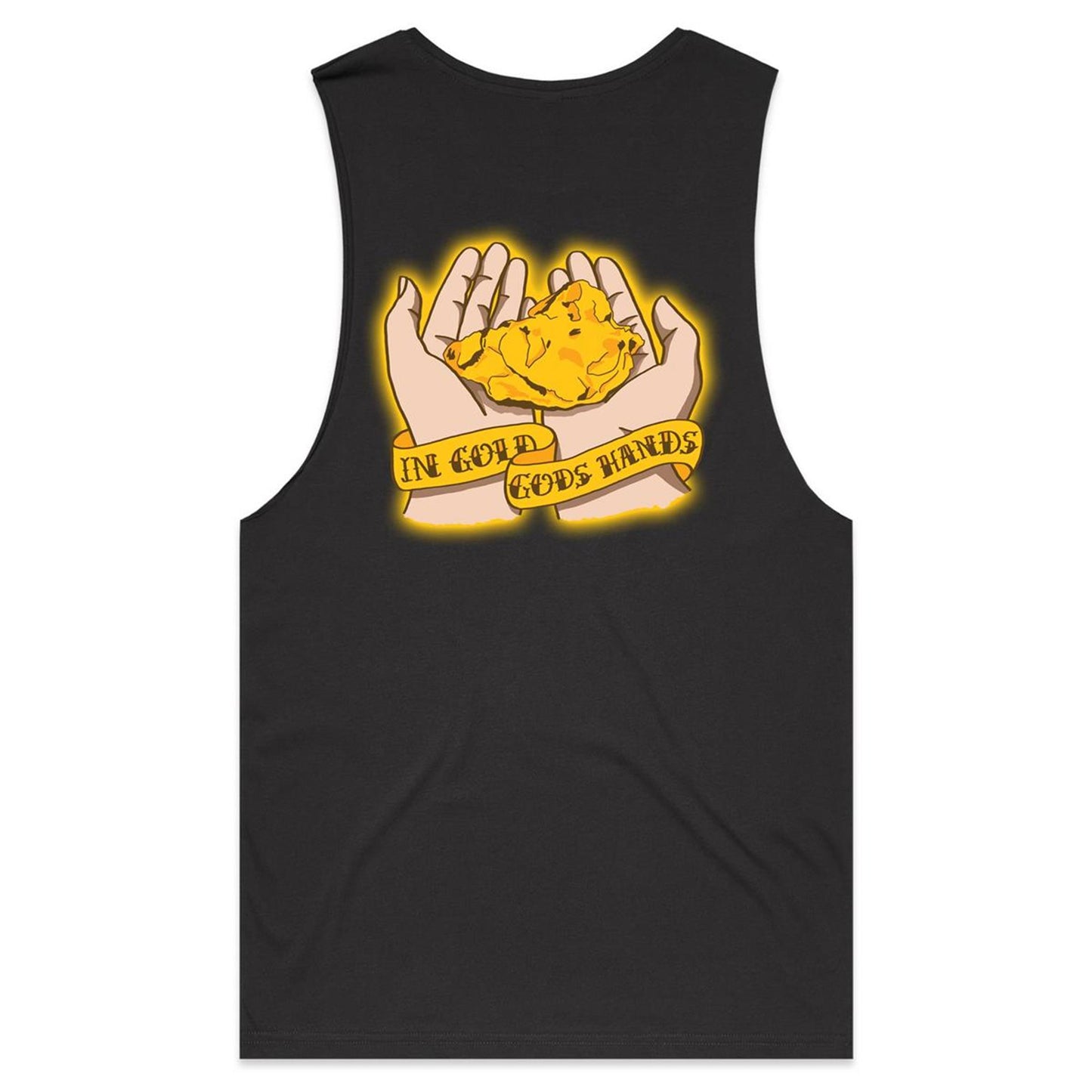 In Gold Gods Hands (AS Colour Barnard - Mens Tank Top Tee) - DESIGN ON BACK ONLY